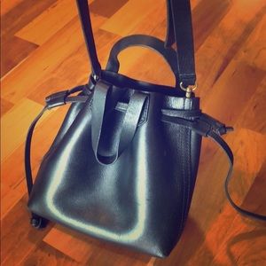 Madewell black leather bucket bag